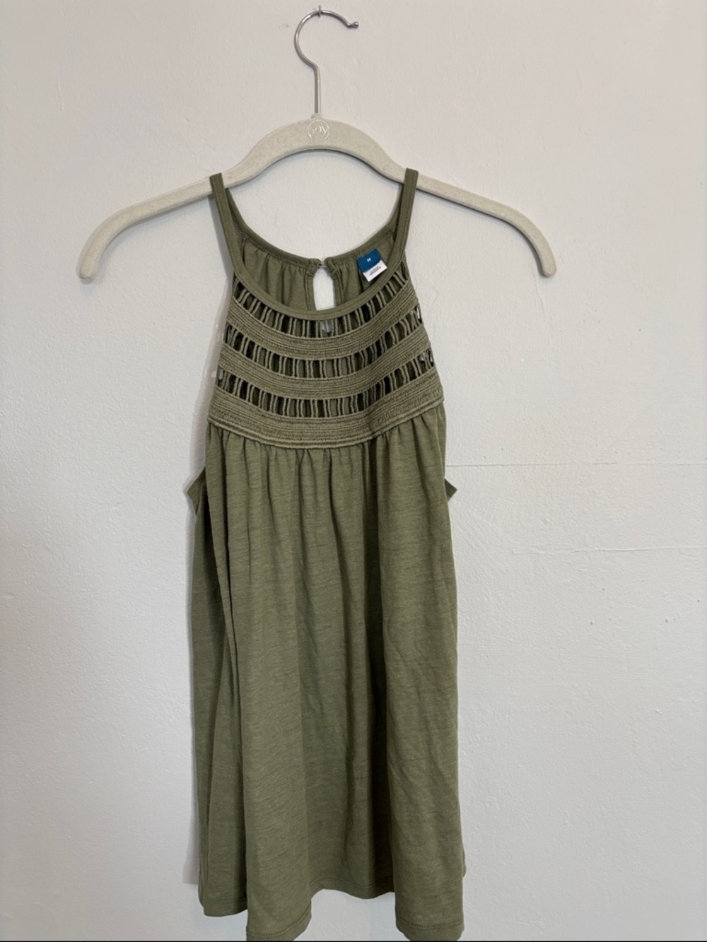 Old Navy Olive Green Crochet Neck Tank Top